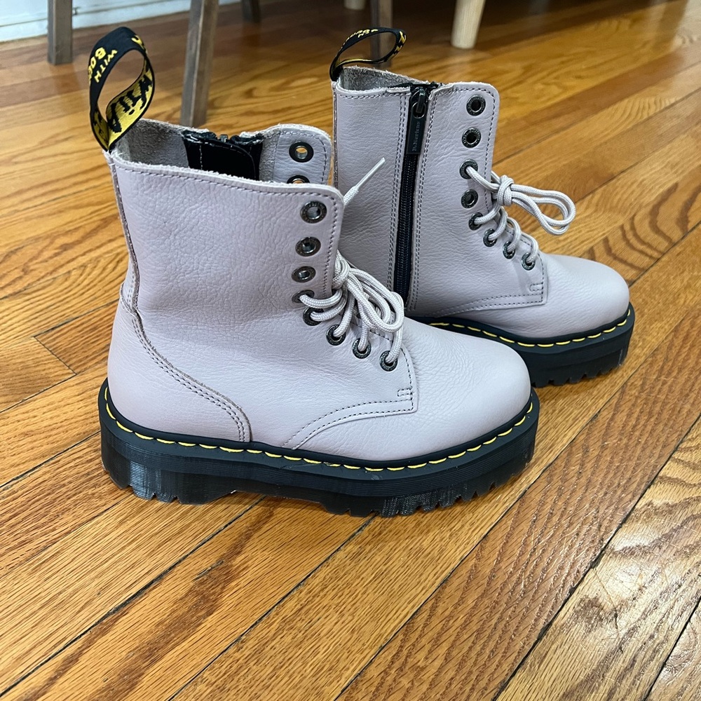 Dr. Martens Cream Jadon III Platform Leather Boots